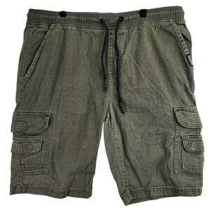 Akademiks Cargo Shorts Mens XL Olive Green Gorpcore Utility streetwear gorpcore